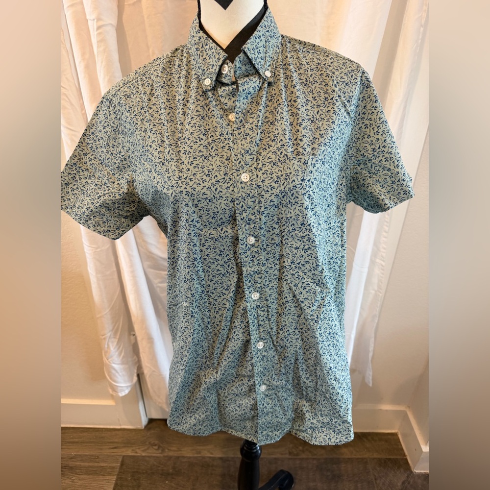 Men's J Crew Slim Blue Floral Short Sleeve Shirt